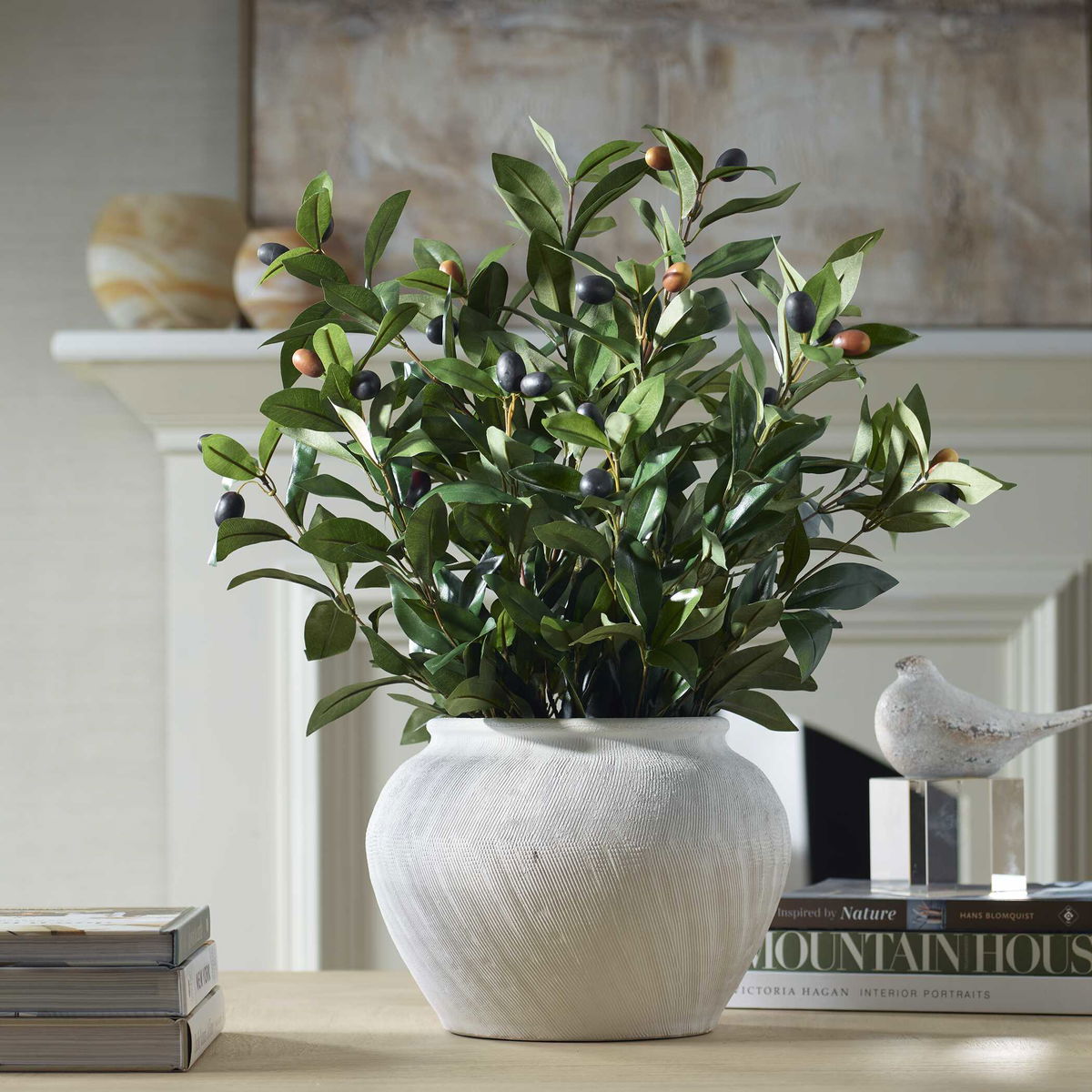 Elena Olive Centerpiece, Artificial Plants & Flower by Uttermost, 20" width x 28" height x 20" depth View 2