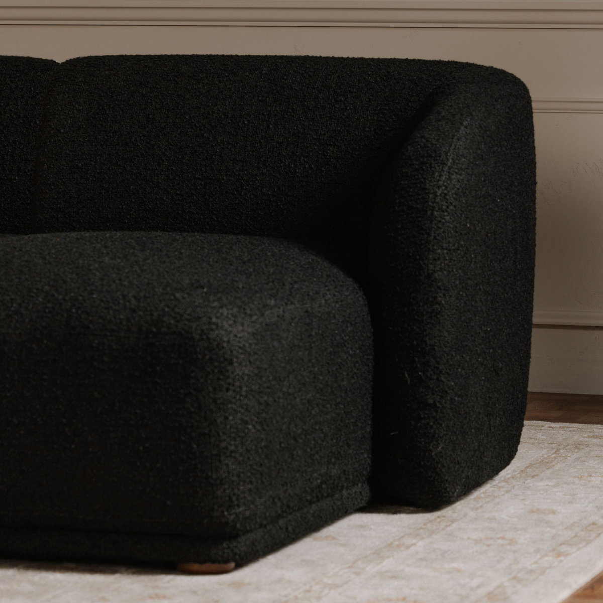 Faye Left Sectional Black Boucle, Sectional Sofa by Moe's Home, 113.75" width x 29.5" height x 60.25" depth View 6
