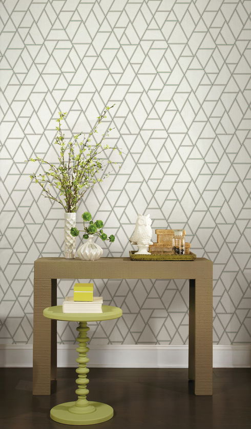 Pathways White & Green Wallpaper