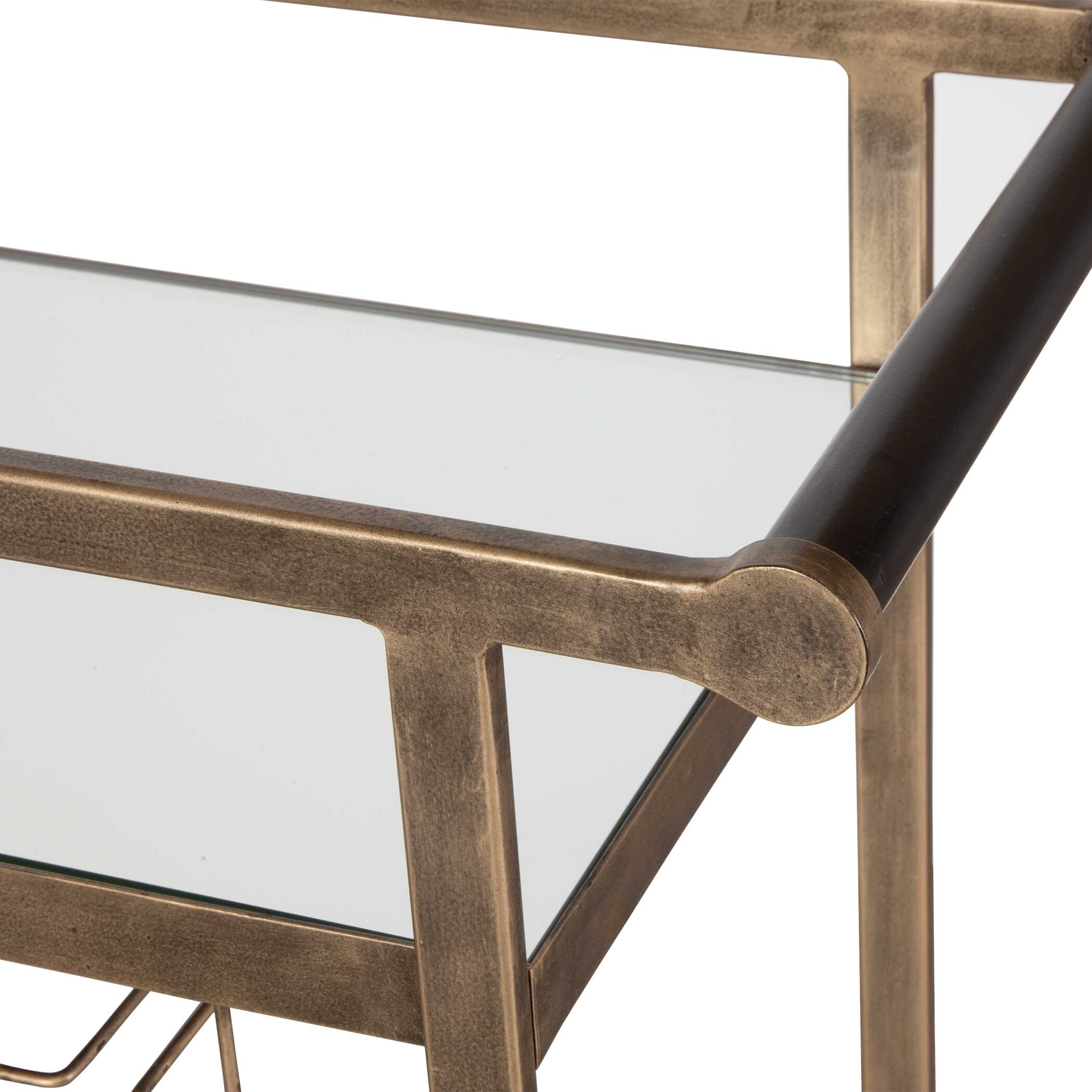 Carrinho Antique Brass Bar Cart, Furniture by Uttermost, 38.25" width x 36.25" height x 16.25" depth View 8