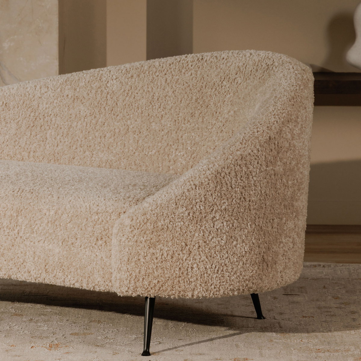 Abigail Chaise Light Brown Faux Shearling, Chaise Lounges & Daybed by Moe's Home, 66" width x 30" height x 30" depth View 7