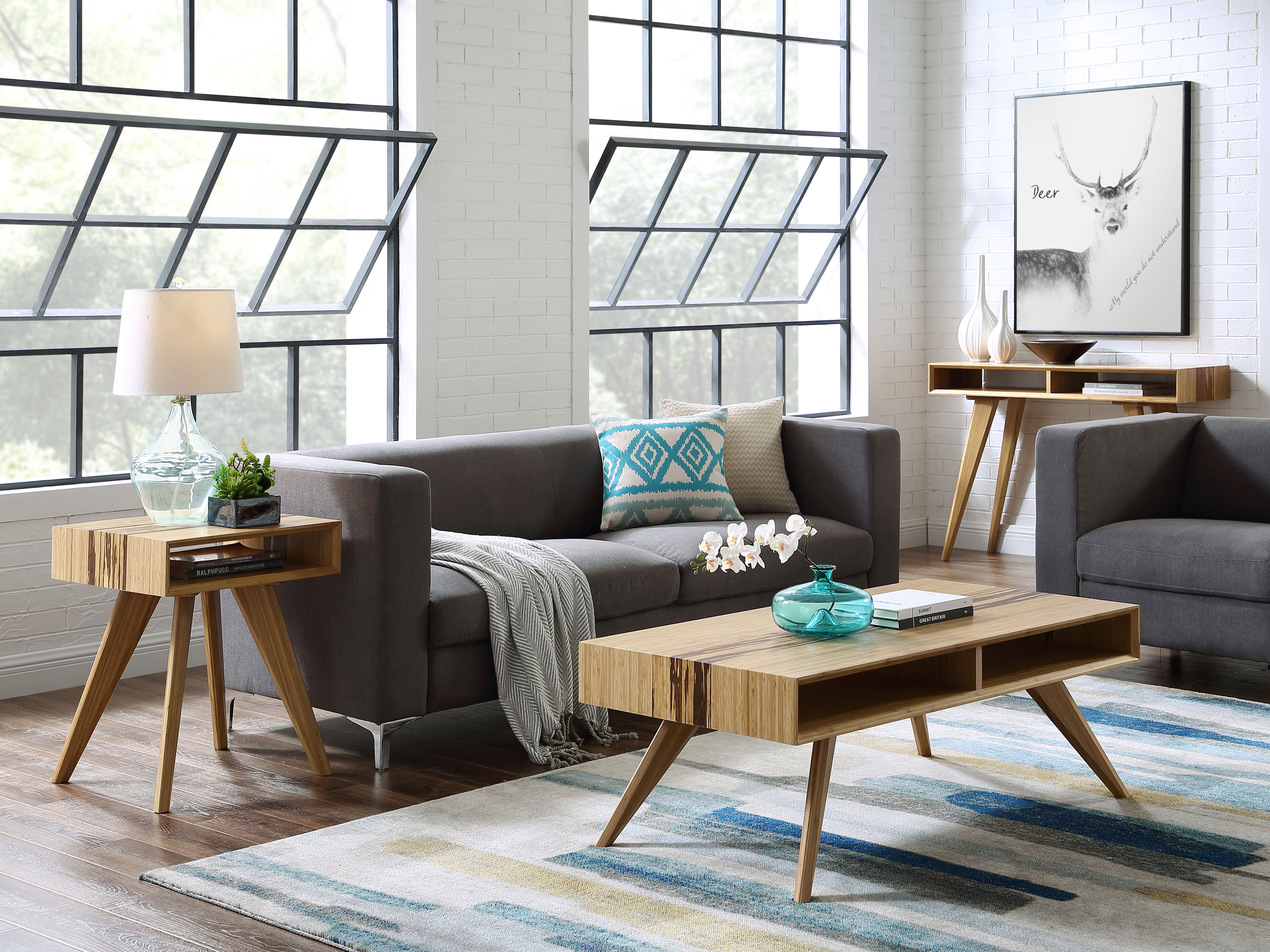 Azara Coffee Table, Caramelized, Living Room by Greenington, 24" length x 46" width x 17.5" height View 4