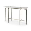 Pinera III 49L x 17W White Marble Top Gold-Toned Iron Base Console Table, by Mercana, 50" length x 16" width x 33" height thumbnail 1