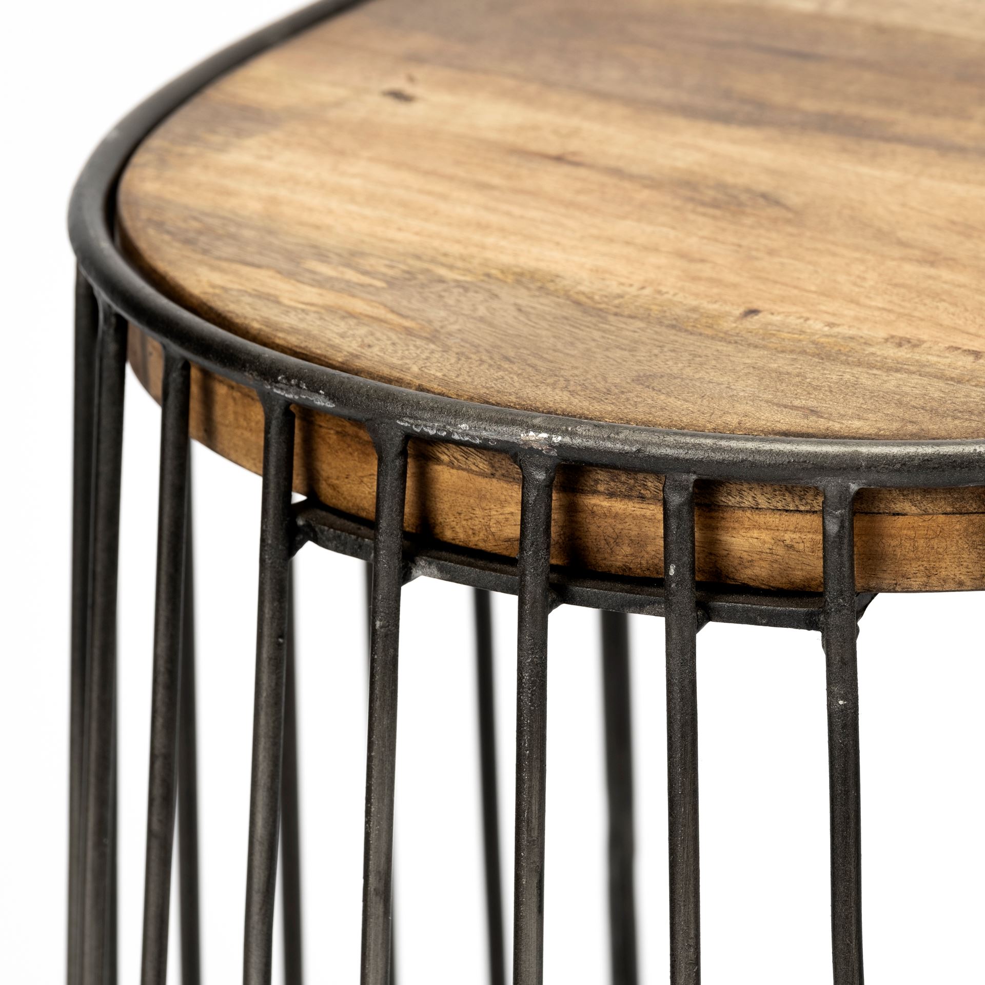 Seagram 25.6' Seat Height Brown Wood Seat Black Metal Frame Stool large image 