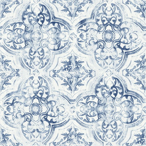 Quartet White & Blue Wallpaper