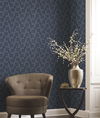 Dynastic Lattice Navy Wallpaper, by York Wall, 33' length x 1'8.5" width x 0.02" depth thumbnail 3