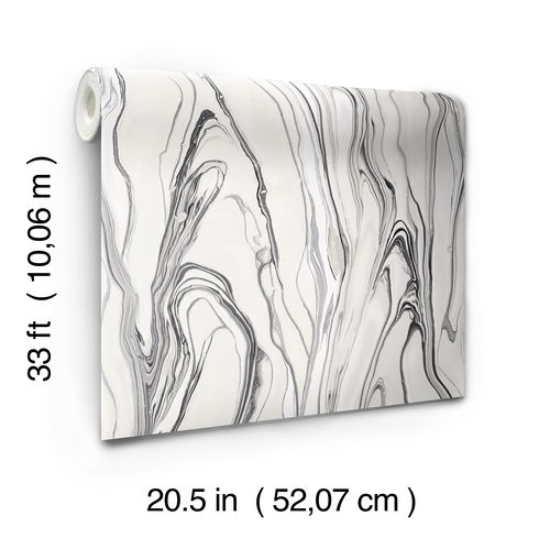 Liquid Marble Black Wallpaper