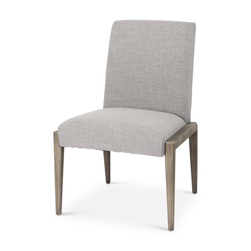 Palisades Gray Upholstery with Solid Wood Armless Dining Chair