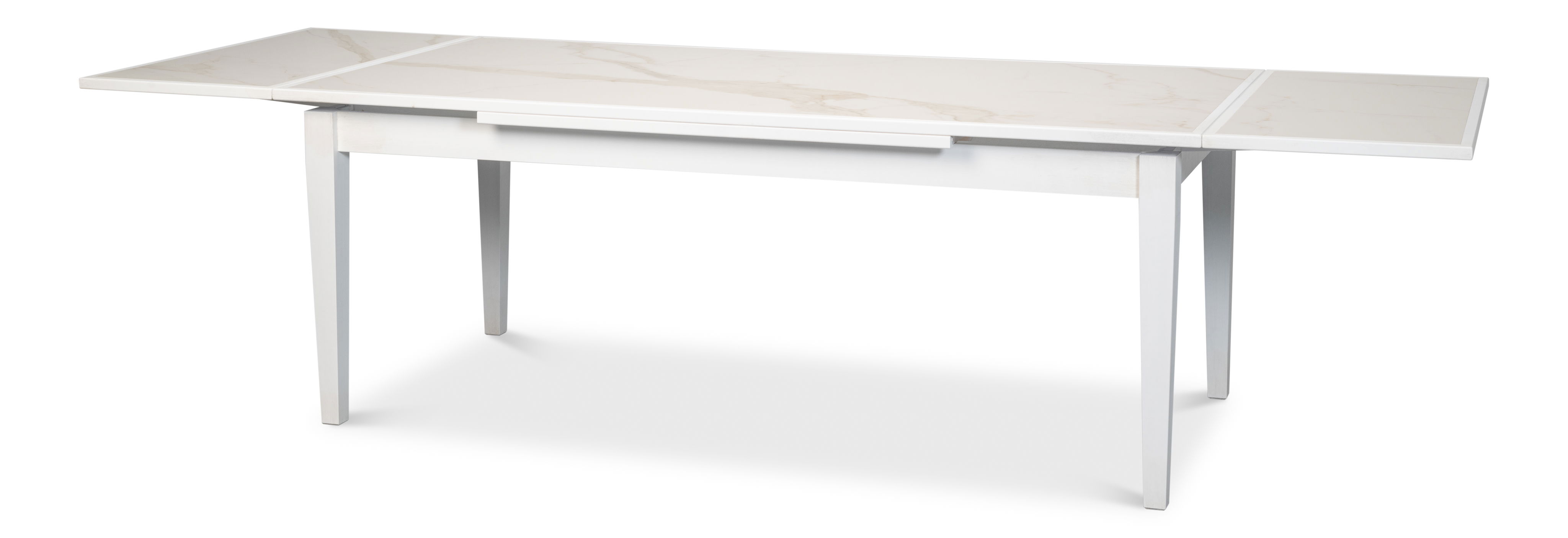 Rect. Extension Dining Table, White, by Sarreid, 81" length x 41" width x 2" height View 1