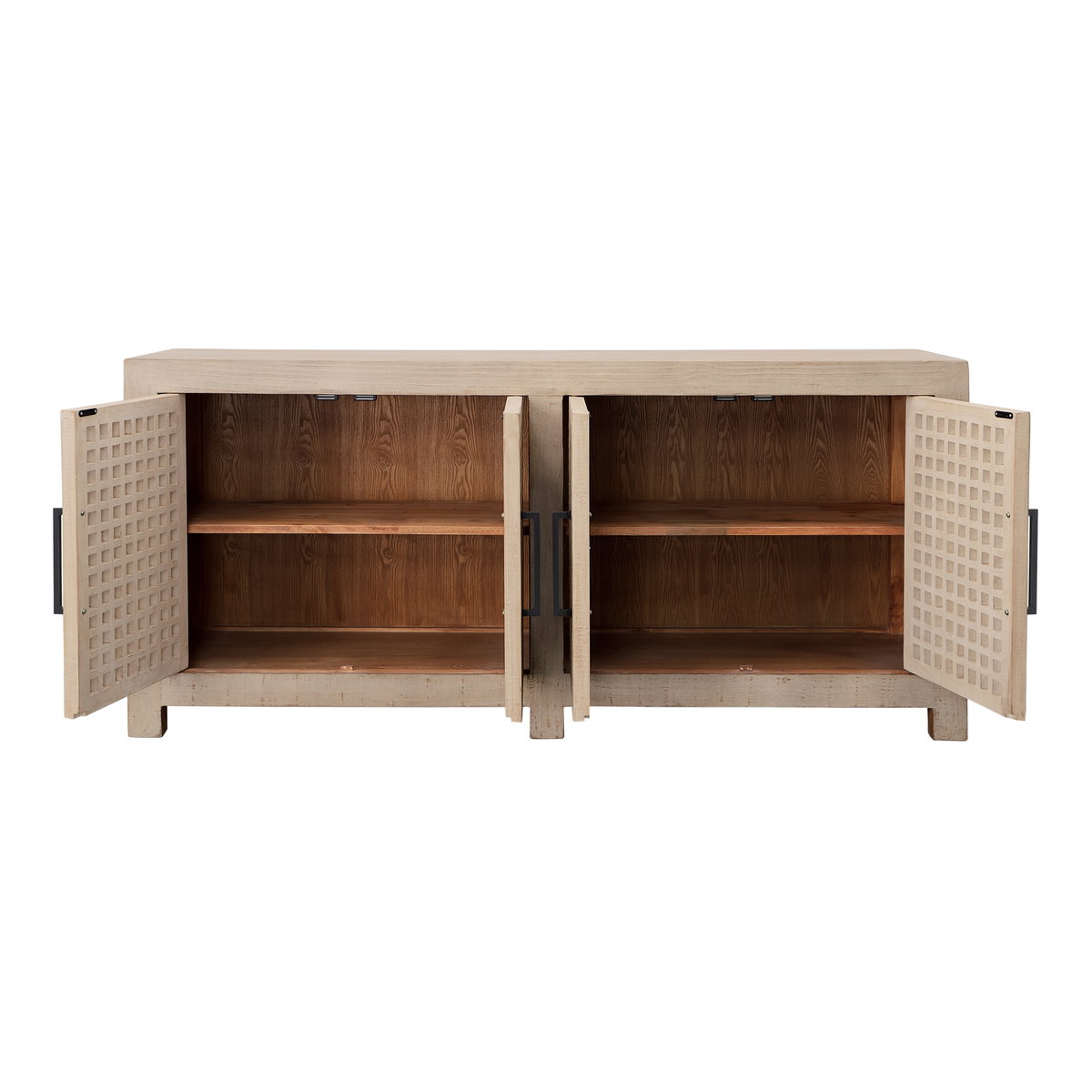 Devina Sideboard Lt Warm Wash 4-Door, Sideboards & Buffet by Dovetail, 73.75" width x 34" height x 18" depth View 5