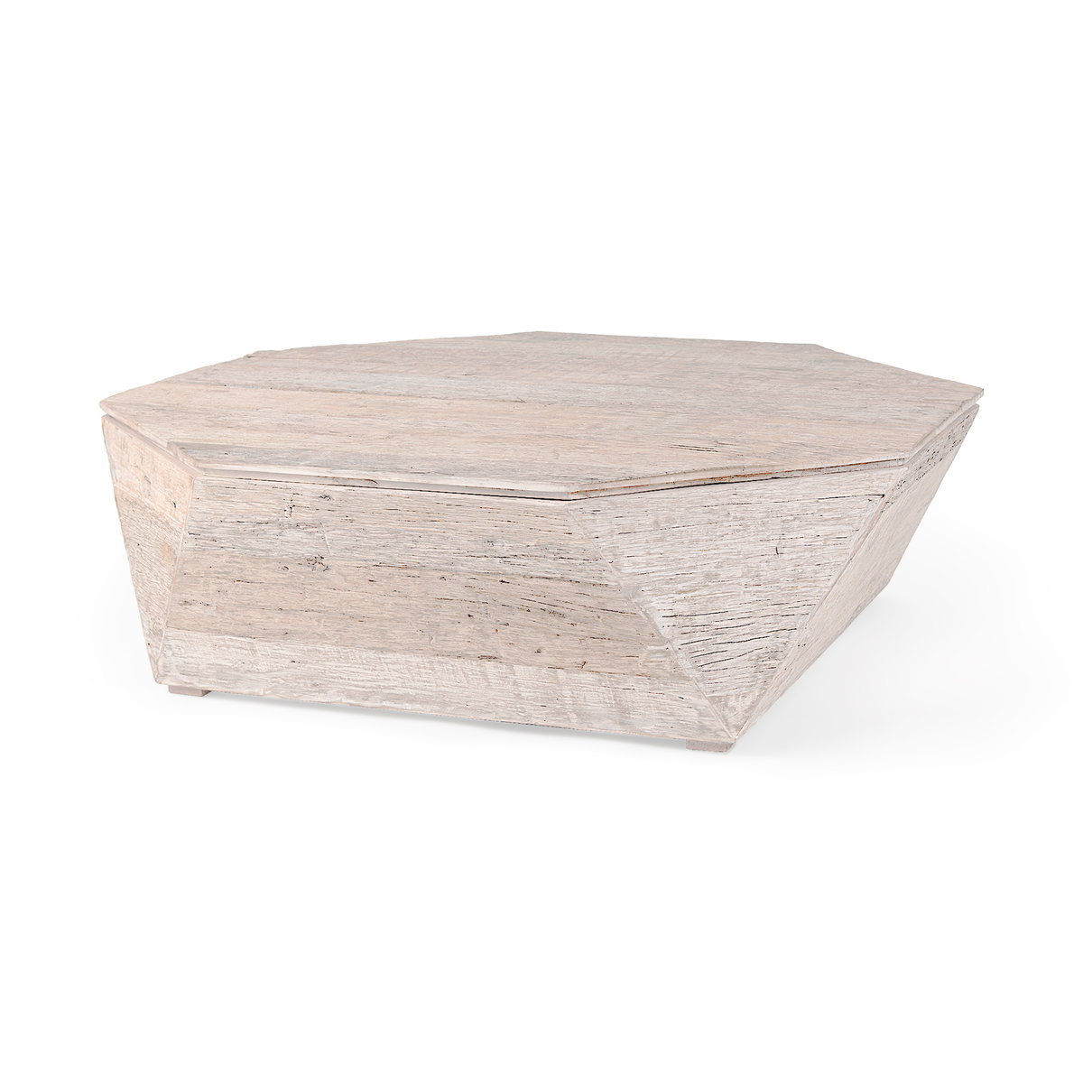 Esagono Octagonal Reclaimed Wood Coffee Table with Storage, by Mercana, 48" length x 48" width x 15" height View 1
