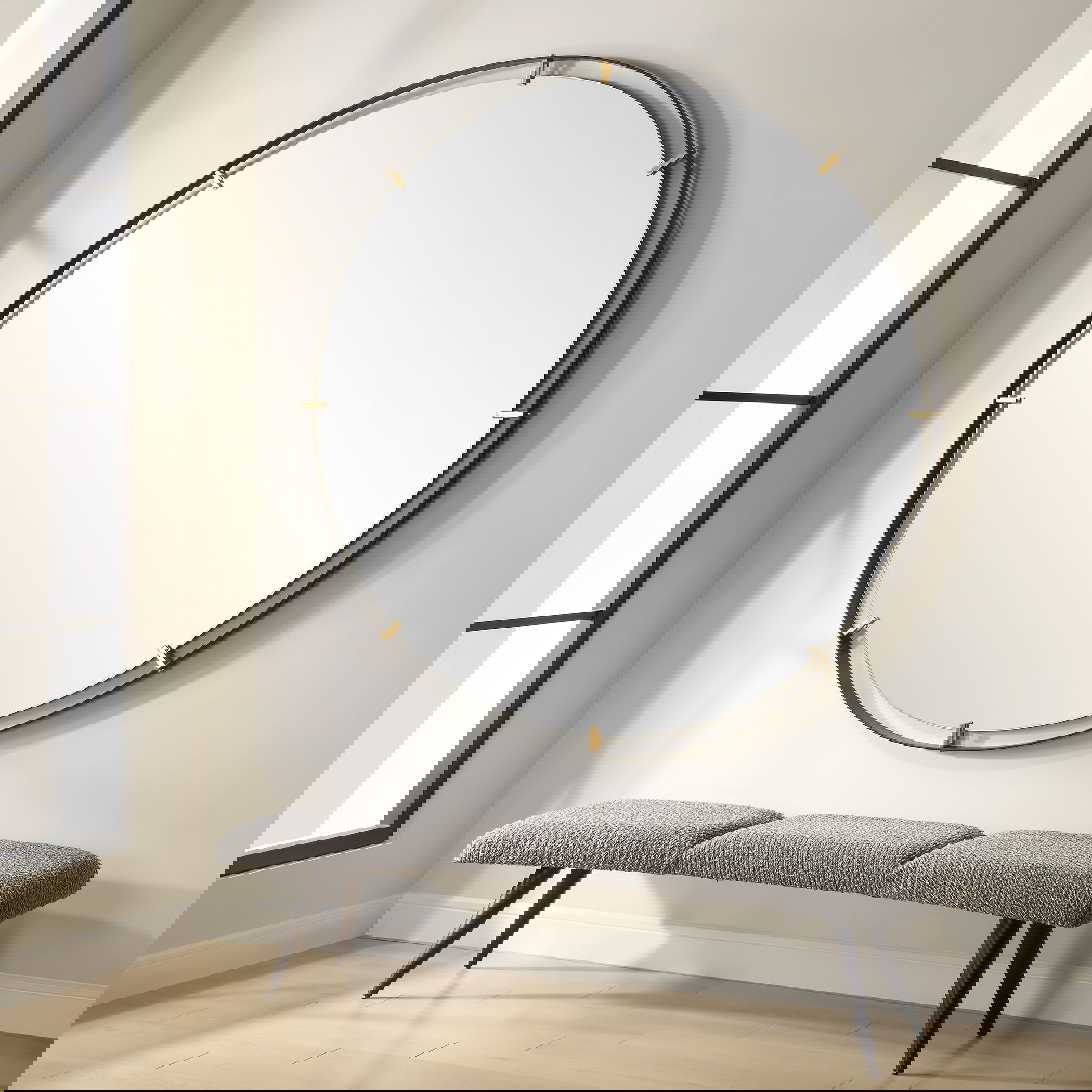 Grand Pendulum Round Mirror, by Uttermost, 72.25" width x 72.25" height x 2" depth View 2