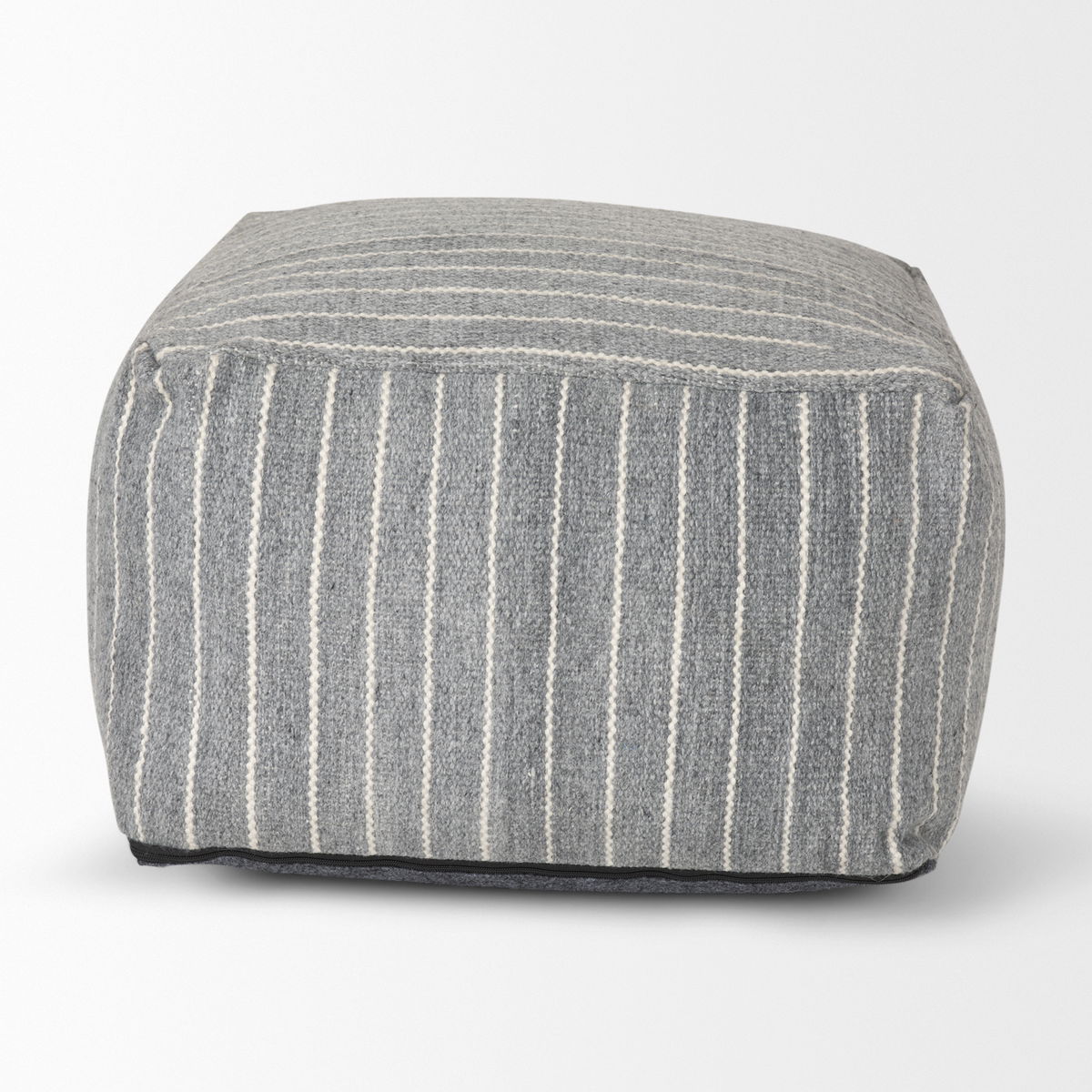 Kensie Large Blue Striped Pouf, Ottoman by Mercana, 14" length x 22" width x 22" height View 5