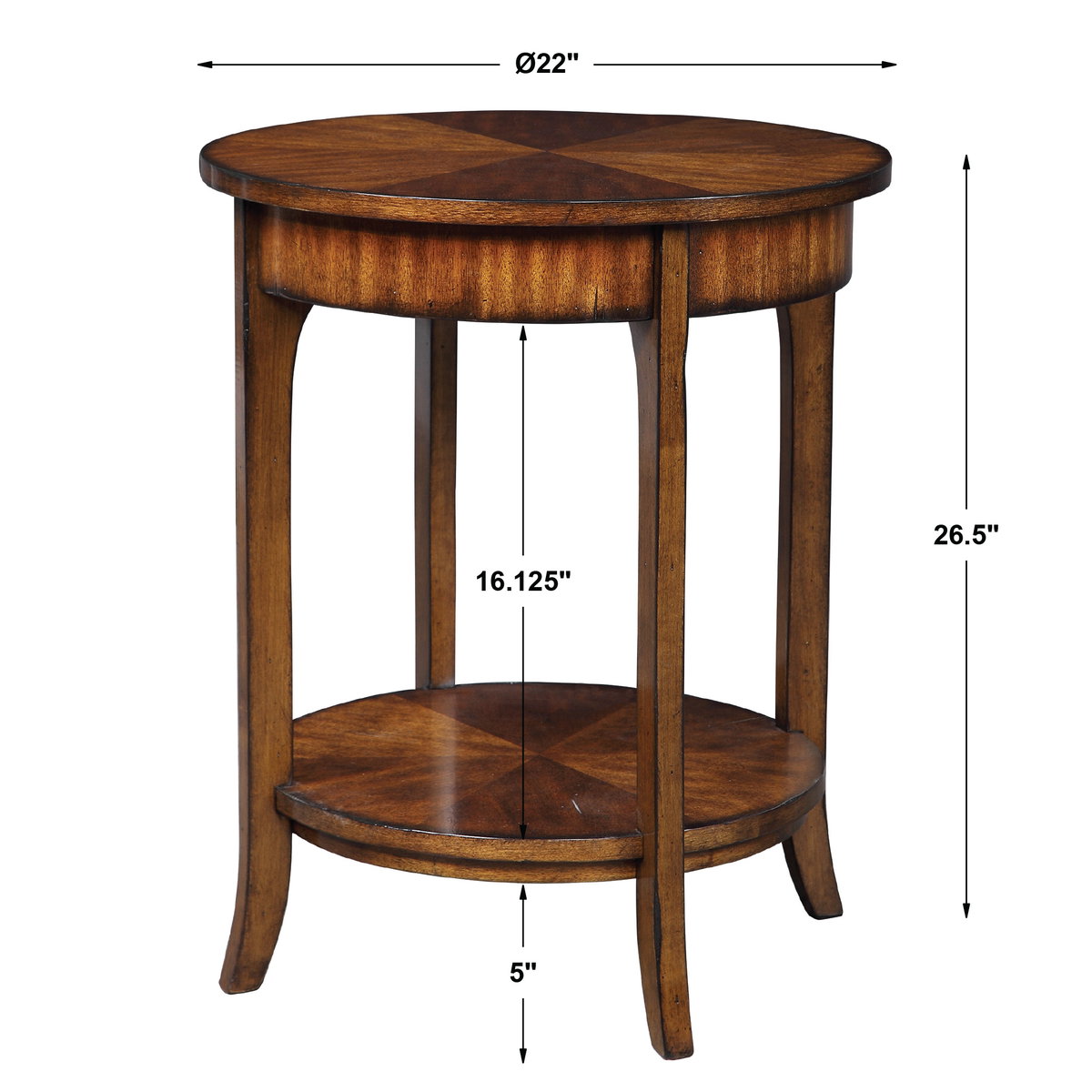 Carmel Round Lamp Table, Side & End Table by Uttermost, 22" width x 26.5" height x 22" depth View 3