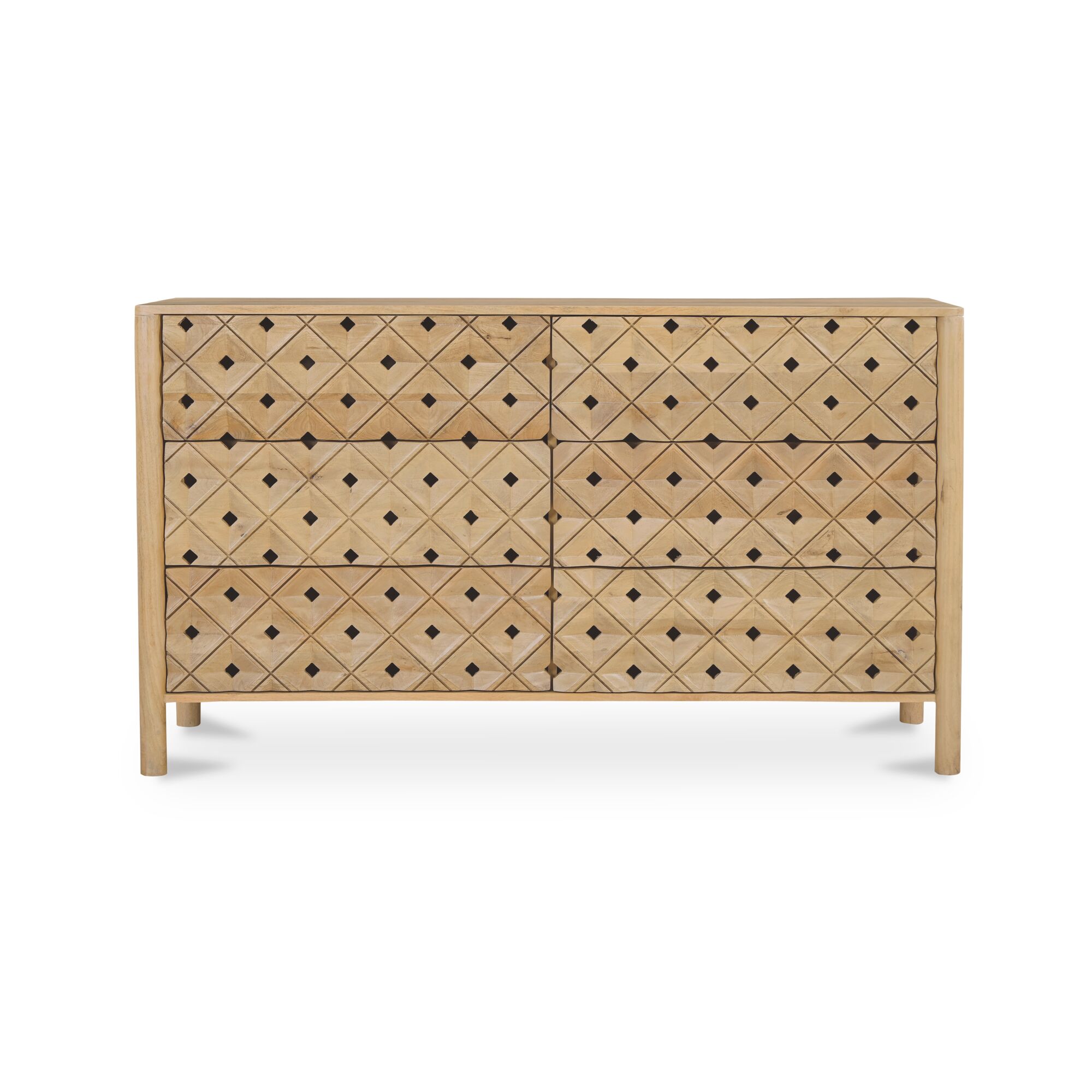 Fulton 6 Drawer Dresser Natural, by Moe's Home, 60" width x 34" height x 20" depth View 1