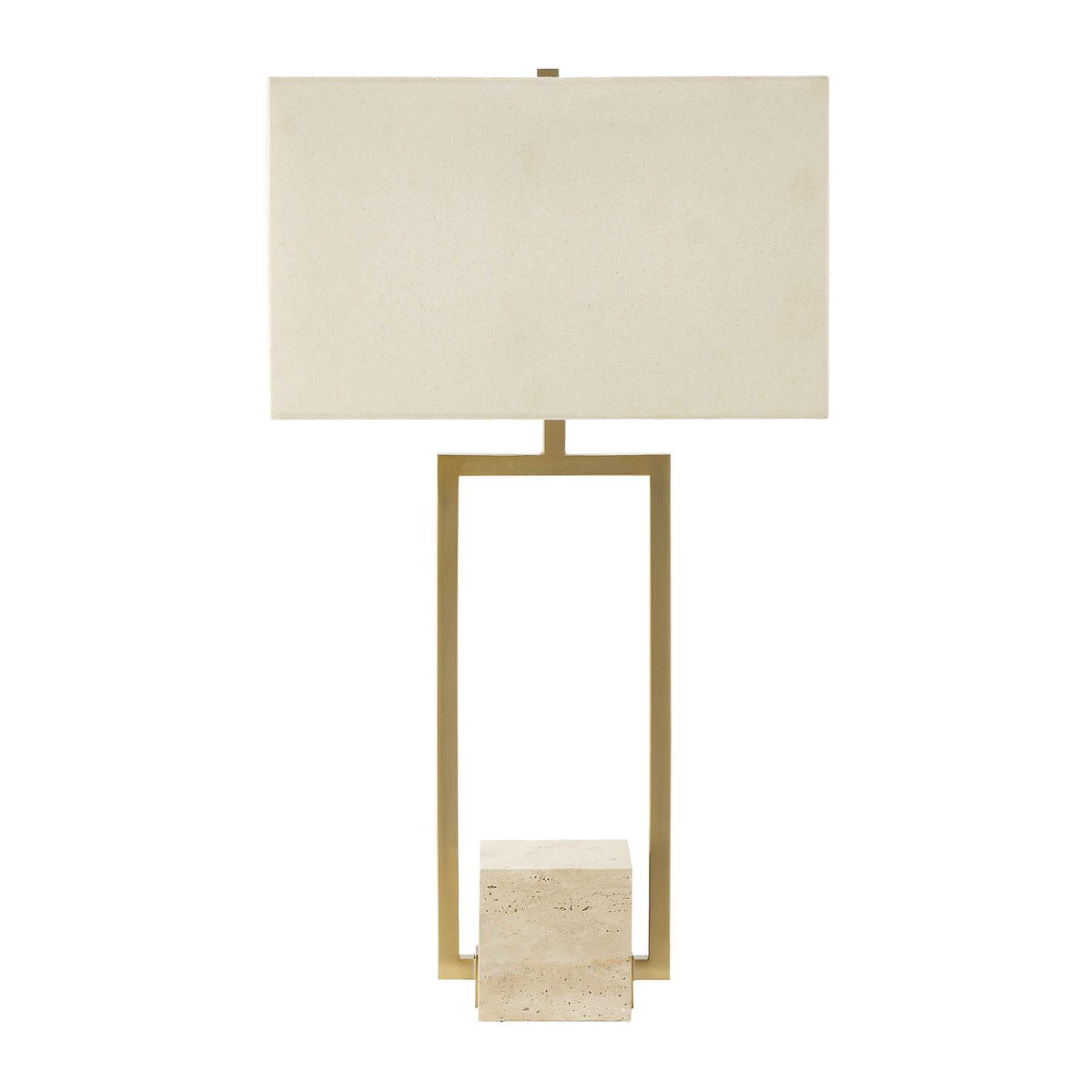 Warrick Modern Travertine Table Lamp, by Uttermost, 18" width x 31.5" height x 10" depth View 6