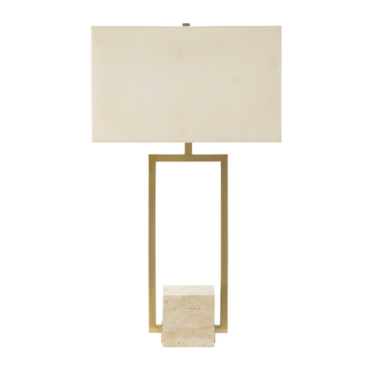 Warrick Modern Travertine Table Lamp, by Uttermost, 18" width x 31.5" height x 10" depth View 6