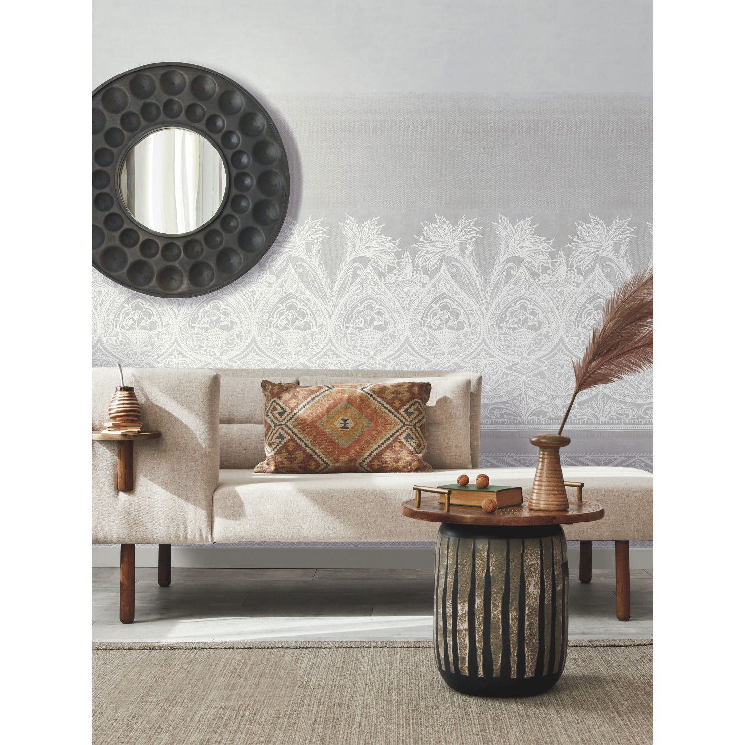 Henna Grey Wall Mural large image 