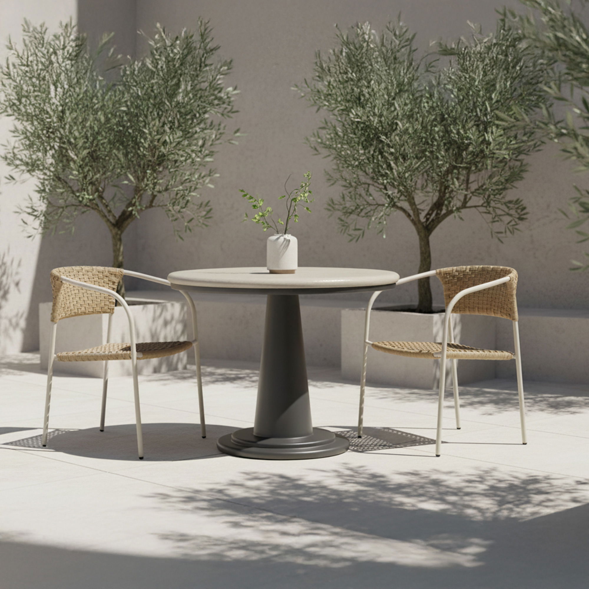 Esme Outdoor Cafe Table Cream, Outdoor Table by Moe's Home, 3'2" width x 2'6" height x 3'2" depth View 4