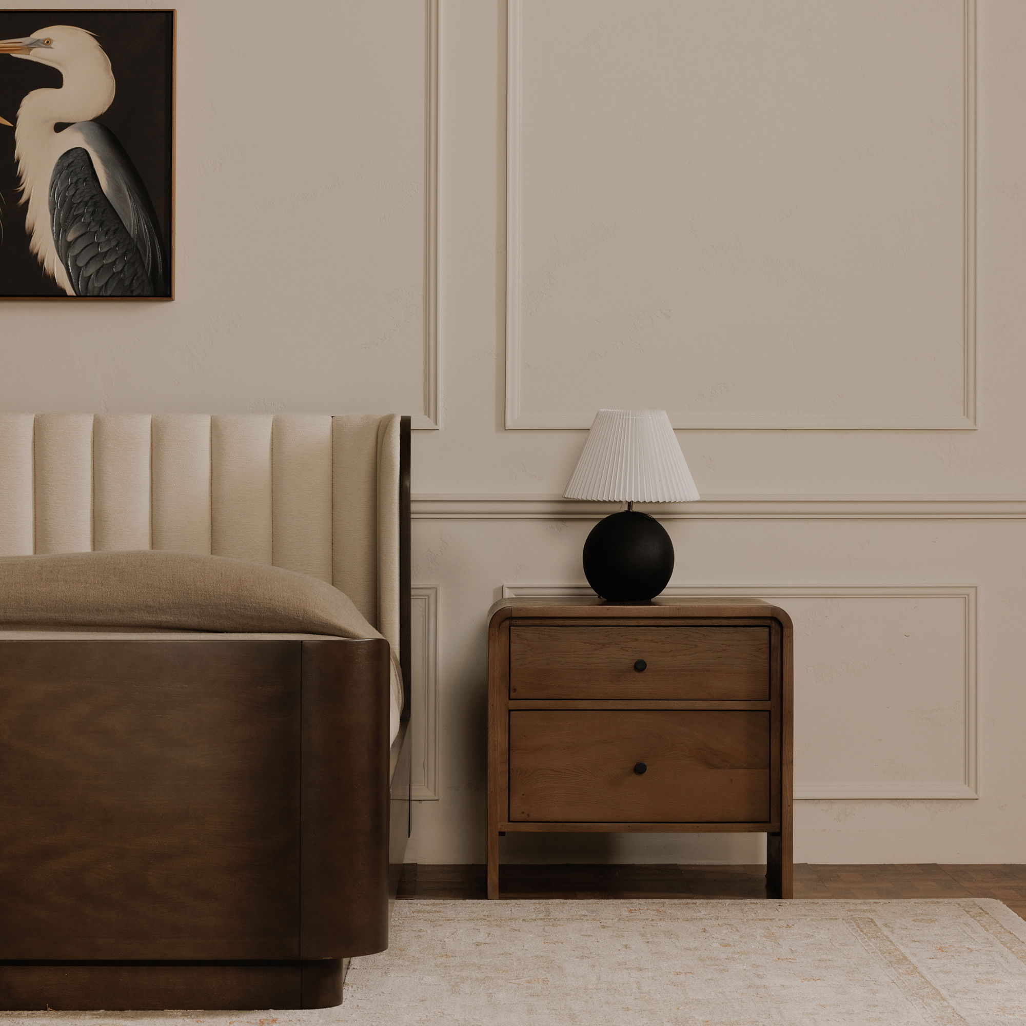 Riley Nightstand Oak, by Moe's Home, 26" width x 25" height x 16" depth View 9