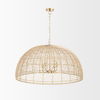 Thad 4-Light Natural Woven Rattan Dome Chandelier, by Mercana, 38" length x 38" width x 21" height thumbnail 3