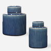 Saniya Blue Containers Set/2, Decorative by Uttermost, 7" width x 8.25" height x 7" depth thumbnail 1