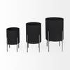 Claypoole (Set of 3) Black Plant Stands, Planter by Mercana, 15" length x 15" width x 24.5" height thumbnail 6