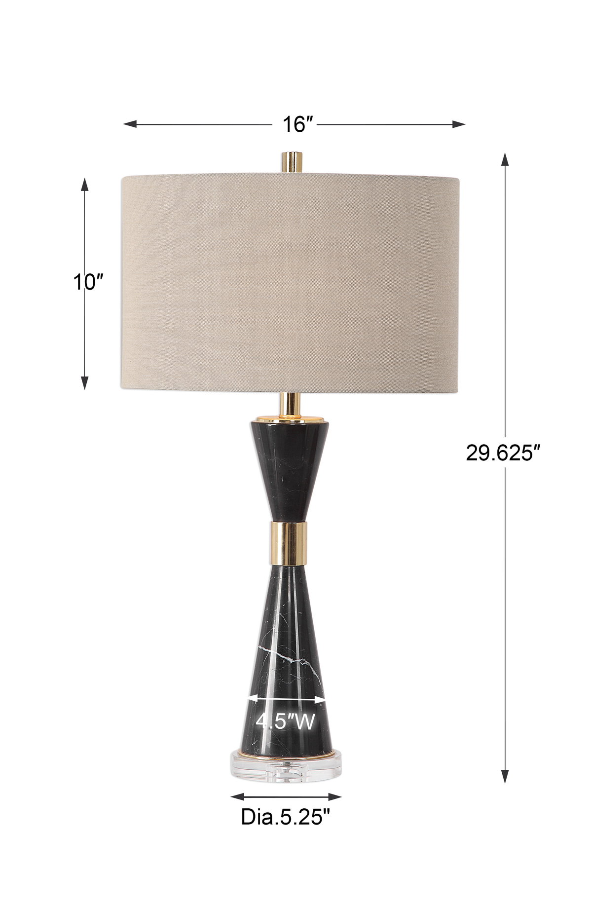 Alastair Black Marble Table Lamp, by Uttermost, 1'4" width x 2'5.62" height x 10" depth View 3