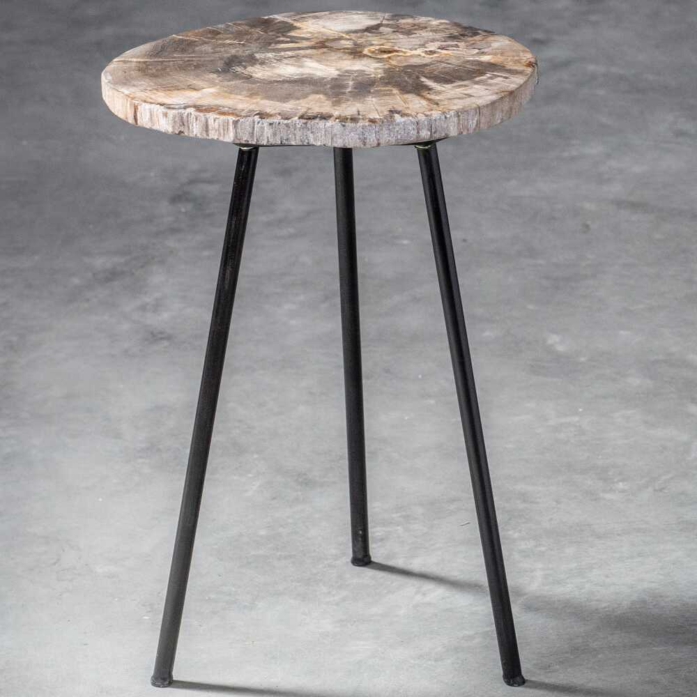 Mircea Petrified Wood Accent Table, Furniture by Uttermost, 16" width x 20" height x 16" depth View 7