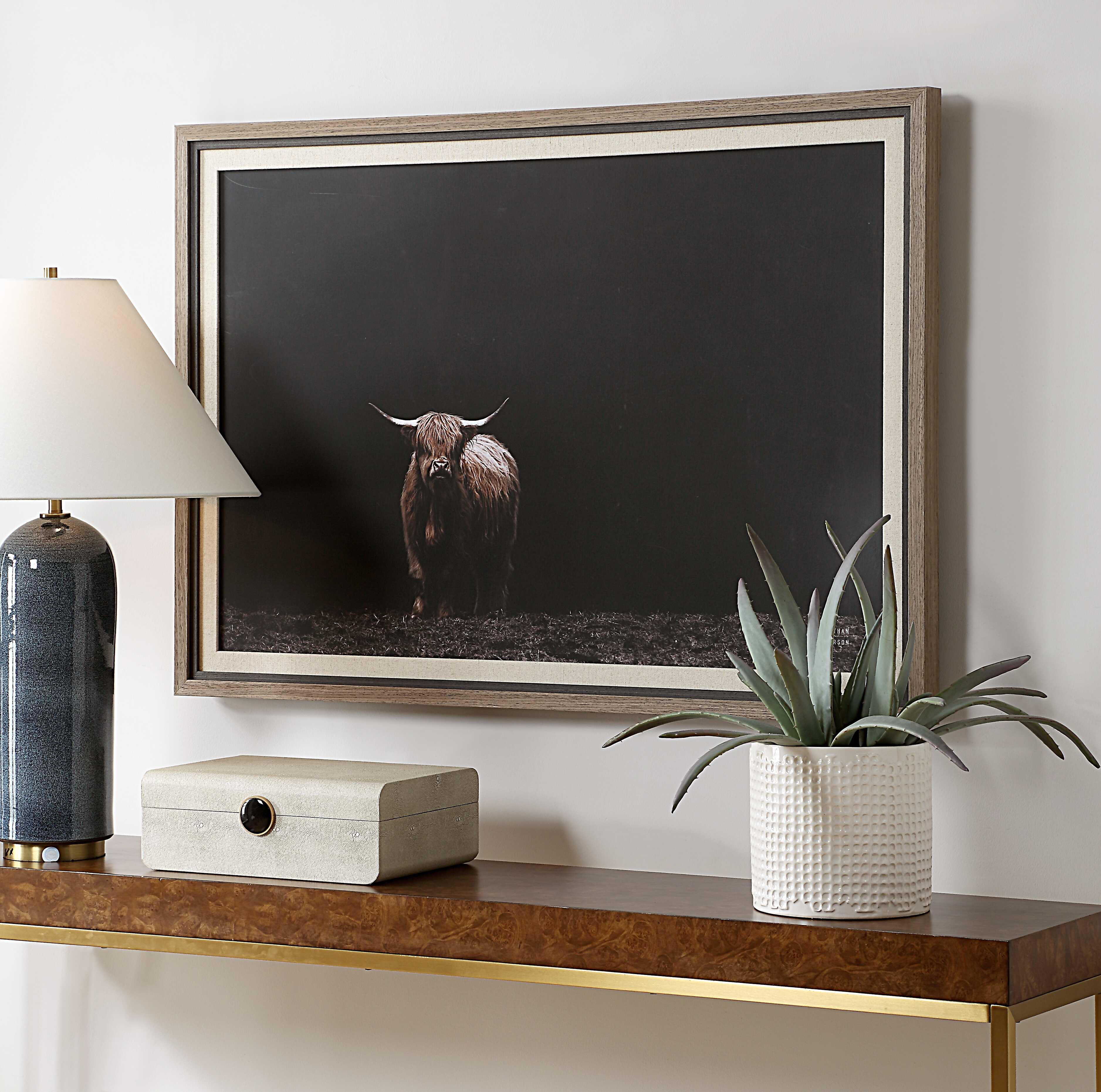 King Of The Hill Framed Bovine Print, Painting by Uttermost, 39.62" width x 27.62" height x 1.75" depth View 4