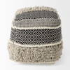 Darika  Black/White/Gray Cotton Pouf, Ottoman by Mercana, 16" length x 16" width x 16" height thumbnail 4
