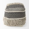 Darika  Black/White/Gray Cotton Pouf, Ottoman by Mercana, 16" length x 16" width x 16" height thumbnail 4