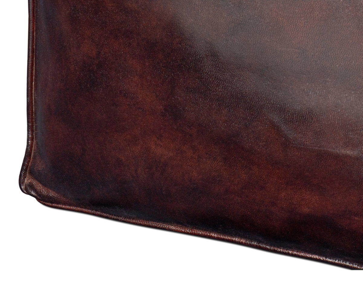 Sunday Afternoon Leather Cube Dark Brn, by Sarreid, 1'3" length x 1'3" width x 1'4" height View 5