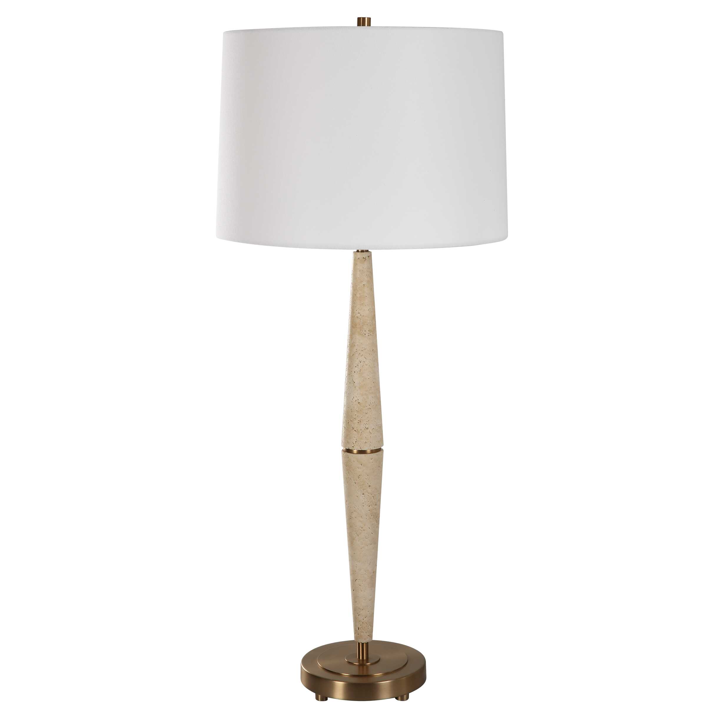 Palu Travertine Table Lamp, by Uttermost, 16" width x 37.5" height x 16" depth View 5
