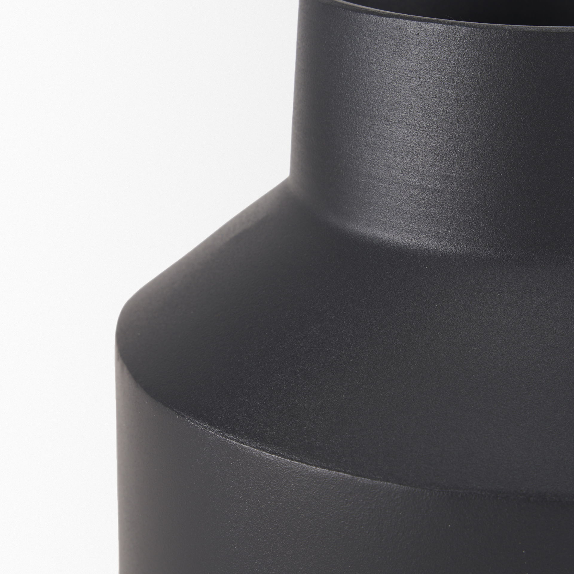 Tosca Medium Matte Black Metal Vase, by Mercana, 9.06" length x 9.06" width x 7.87" height View 7