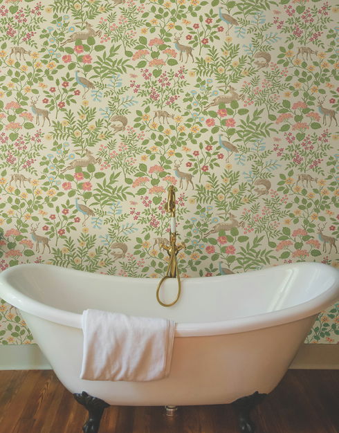 Woodland Floral Linen Peel & Stick Wallpaper