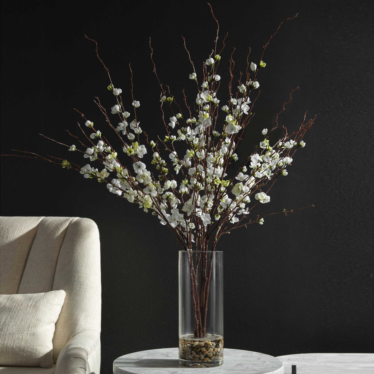 Quince Blossoms Silk Centerpiece, Tabletop Decor by Uttermost, 30" width x 36" height x 30" depth View 2