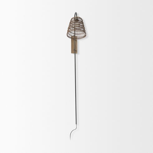 Kiley  Brown Woven Shade with Black Metal Wall Sconce