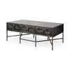 Hogarth 48x24 Rectangular Brown Solid Wood Top Iron Metal Base with 6 Drawers Coffee Table, by Mercana, 48" length x 26" width x 18" height thumbnail 1