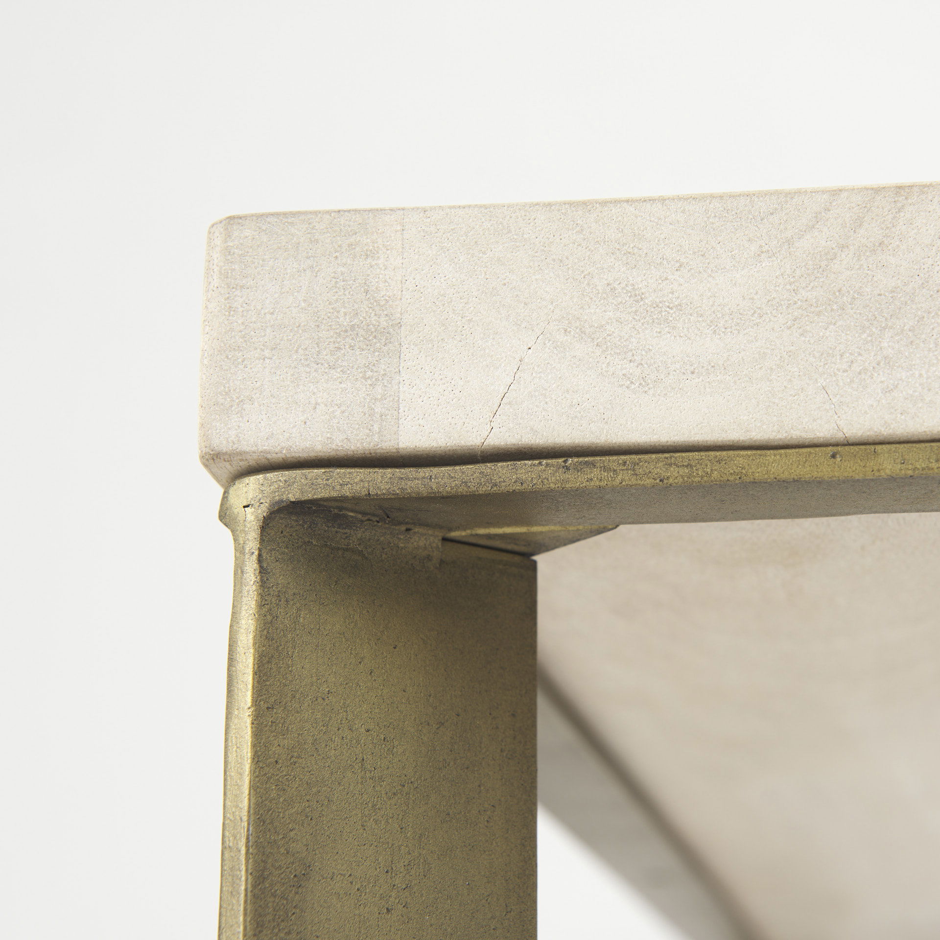 Faye 34L x 34W x 17H Beige Finished Wood with Gold Metal Base Square Coffee Table large image 
