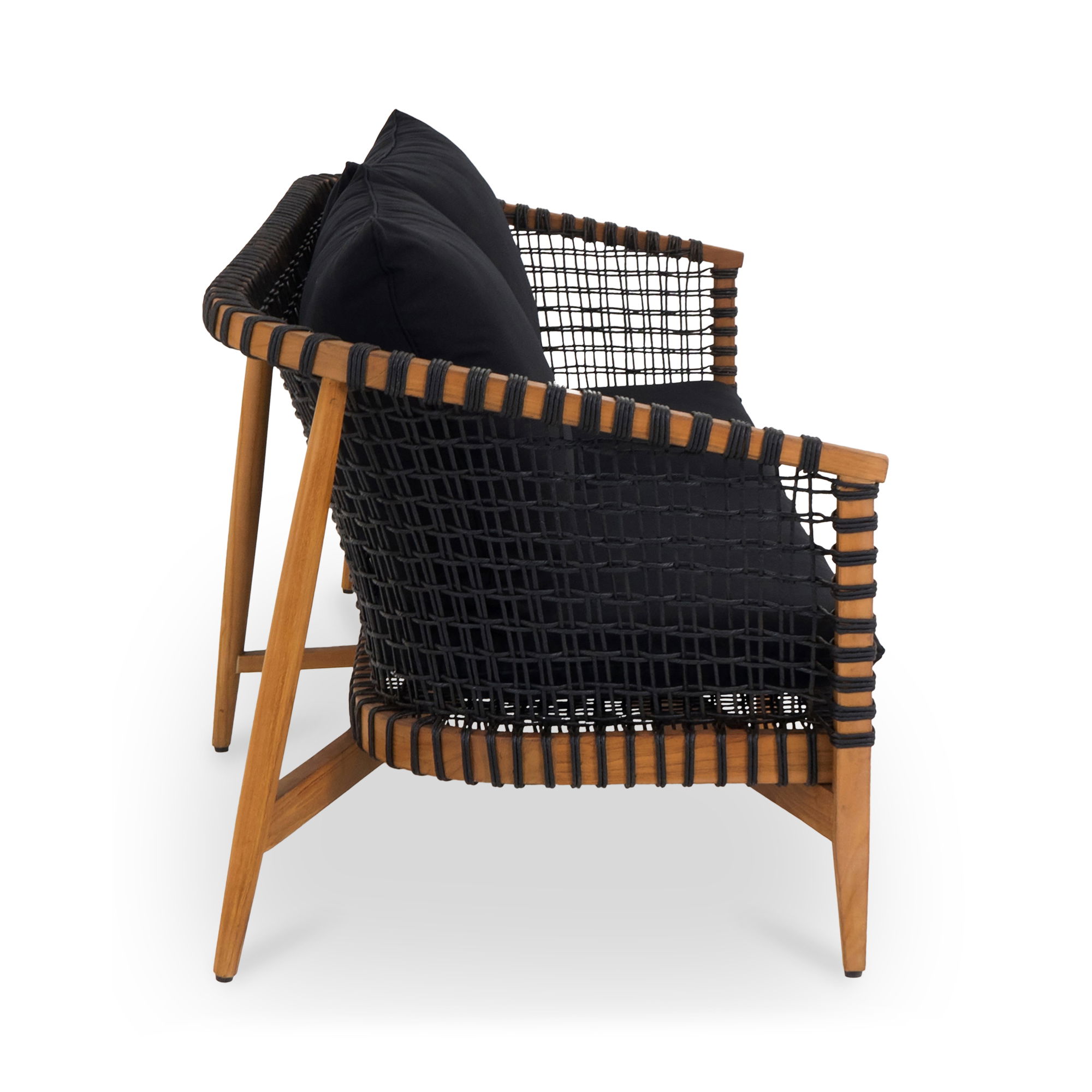 Kuna Outdoor Sofa Black, by Moe's Home, 6'8" width x 2'8" height x 2'6" depth View 3