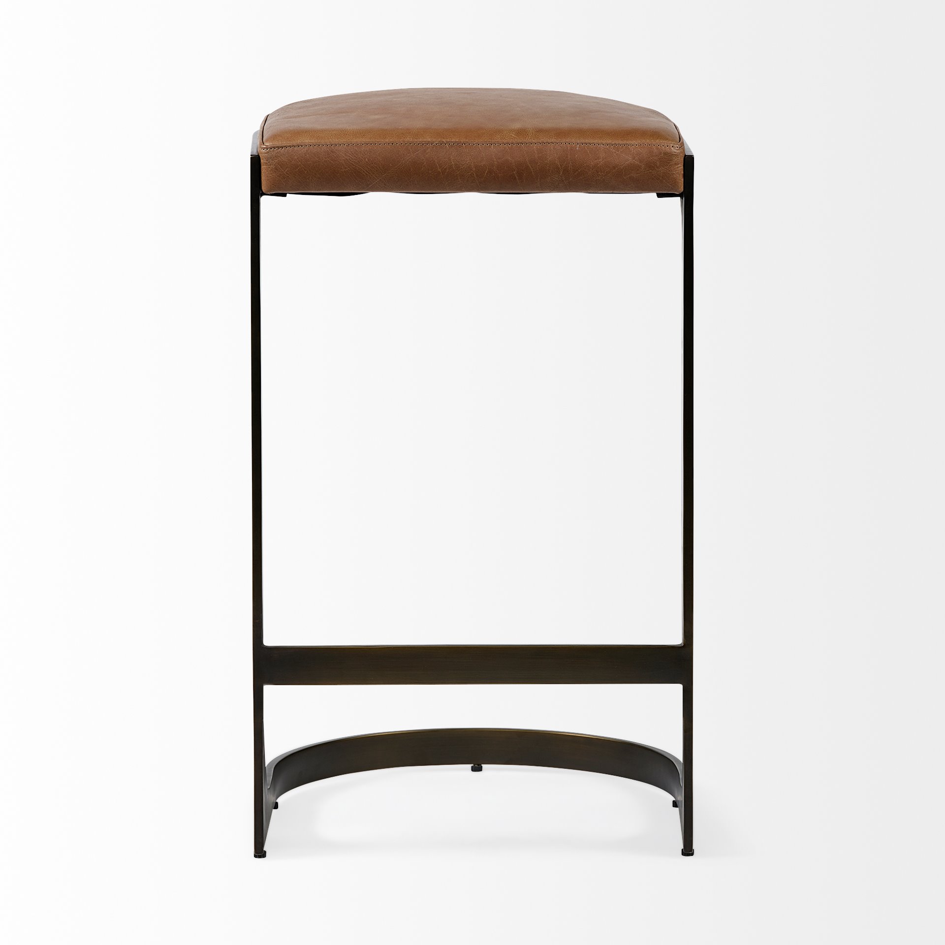 Tyson 31' Seat Height Brown Leather Seat Black Metal Frame Stool, Counter & Bar Stool by Mercana, 17.25" length x 17.75" width x 31" height View 3