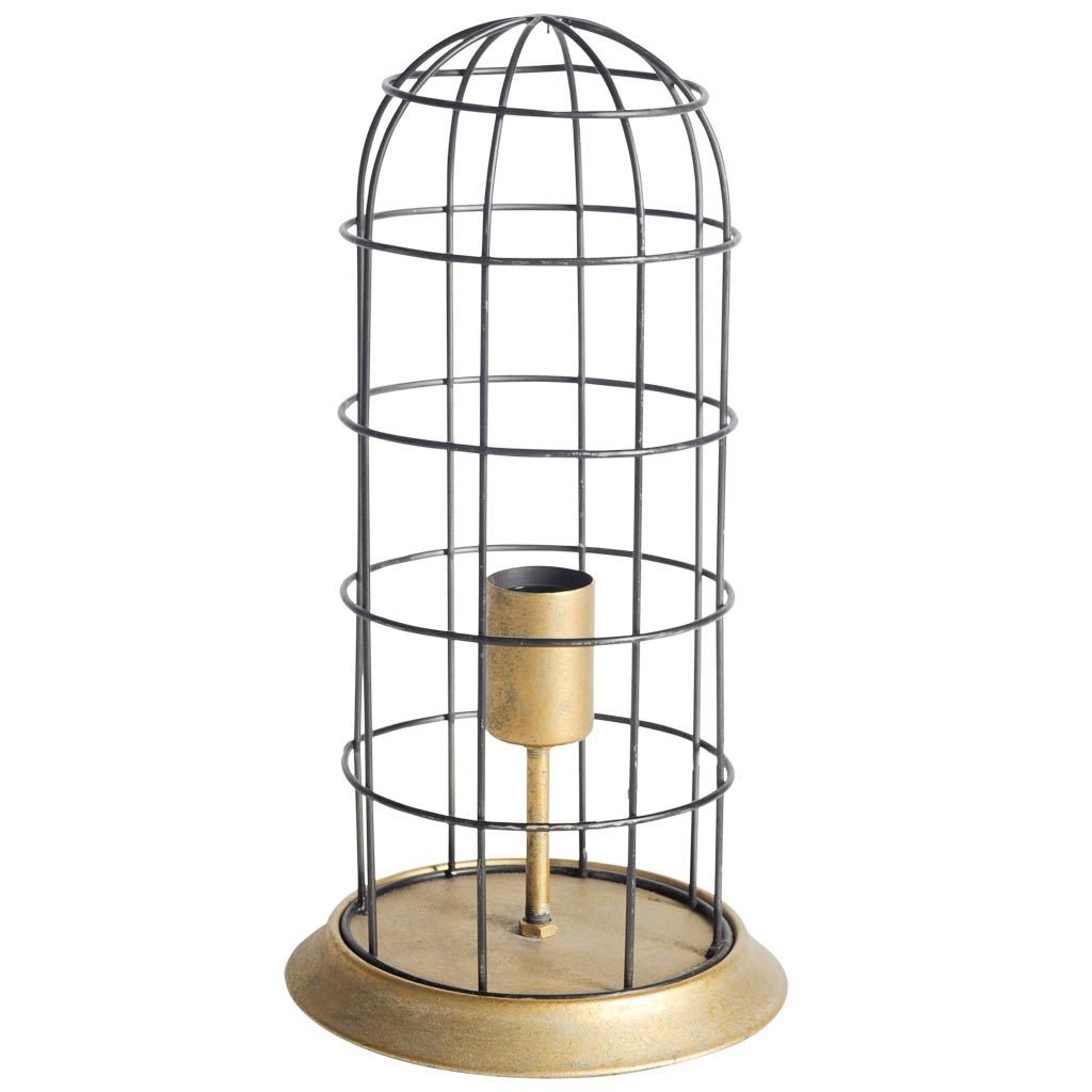 Carkner I (38'H) Gun-Metal Grey Cylindrical Metal Cage Table Lamp, by Mercana, 17" length x 17" width x 38" height View 1