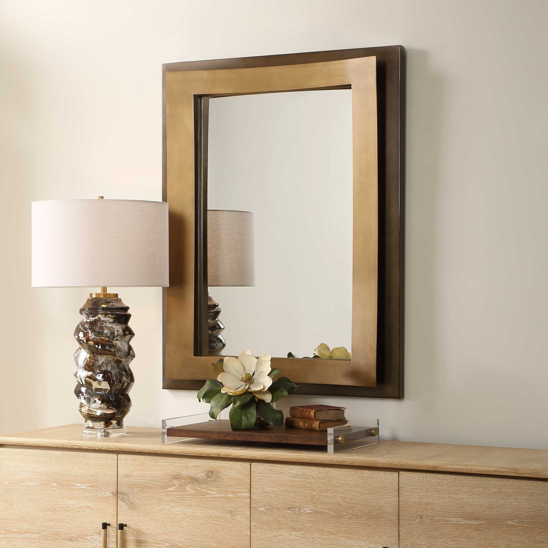 Around The Bend Golden Bronze Mirror, by Uttermost, 35.37" width x 44.87" height x 3.75" depth View 3