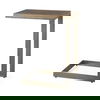 Faye 14L x 18W x 26H Medium Brown Wood with Antique Nickel Finished Metal Base C Side Table thumbnail 0