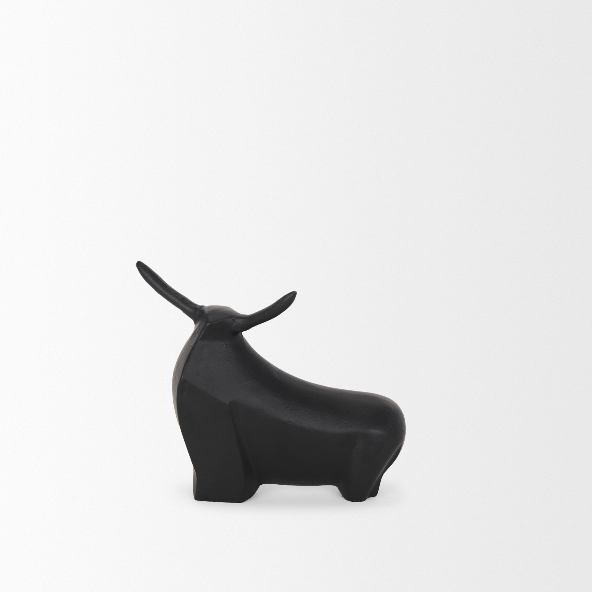 Radu Small Matte Black Metal Bull Decorative Object, by Mercana, 9.5" length x 3.25" width x 7.75" height View 5