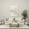 Reinhold 49' Round White Marble Top Gold Metal Base Coffee Table, by Mercana, 49" length x 49" width x 17" height thumbnail 2