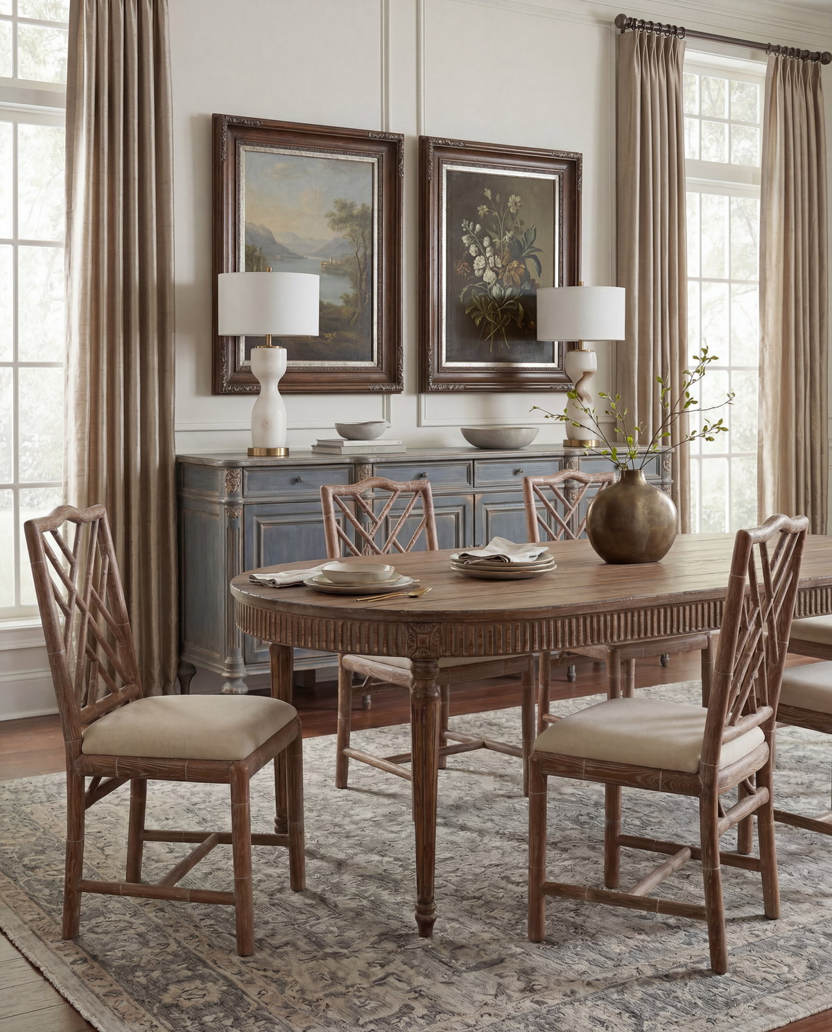 Brighton Bamboo Side Chair, by Sarreid, 1'10" length x 1'5" width x 3'3" height View 14