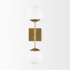 Edie Brushed Gold Metal with Frosted Glass Globes 2-Light Wall Sconce, by Mercana, 22" length x 7.5" width x 6" height thumbnail 3