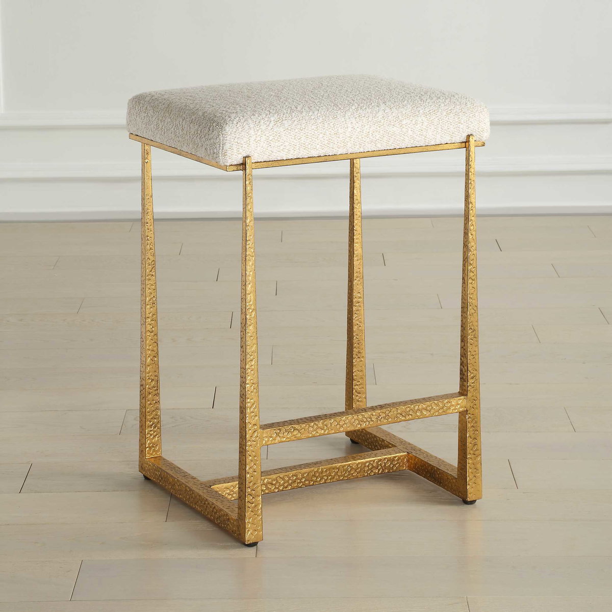 Midas Gold Counter Stool, Furniture by Uttermost, 18.5" width x 26" height x 15.5" depth View 4